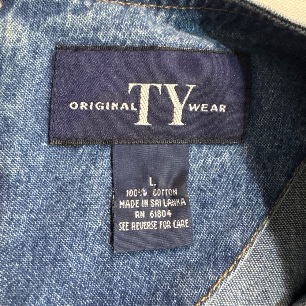 Coastal Grandma Vtg Cottagecore 90s Vintage Women Large Denim Jeans Maxi Dress - Picture 3 of 7